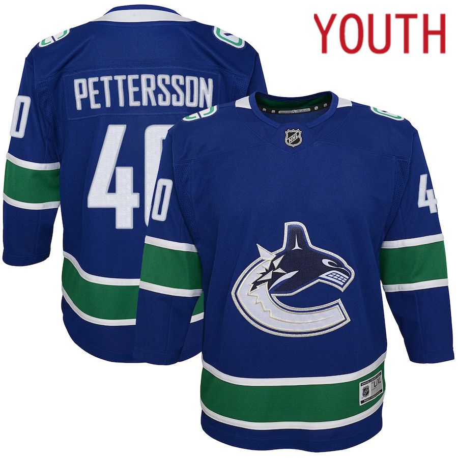 Youth Vancouver Canucks #40 Elias Pettersson Blue Home Premier Player NHL Jersey->women nhl jersey->Women Jersey